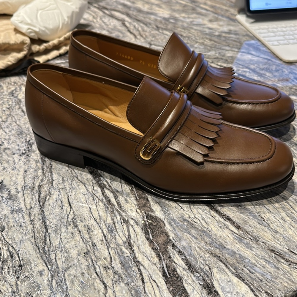 GUCCI BRAND NEW WAXED CALF BROWN SUGAR LOAFERS - Gucci size 7.5/US 9 - Picture 2 of 9